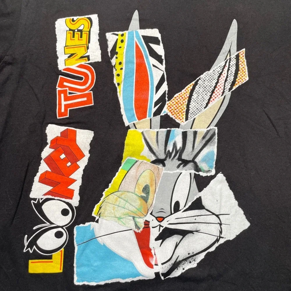 Looney Tunes Bugs Bunny Graphic T-Shirt Mens XL Black Short Sleeve Cotton Tee